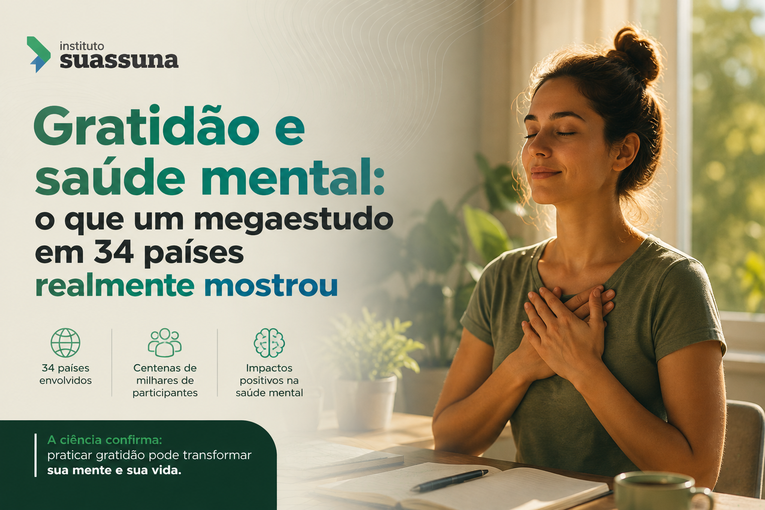 Gratidão e saúde mental: o que um megaestudo em 34 países realmente mostrou